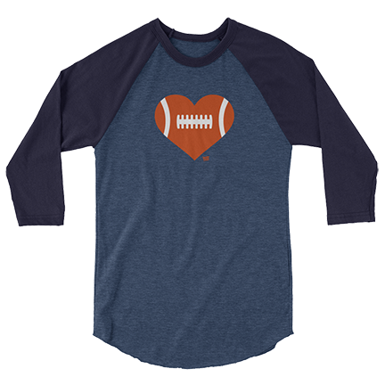 Love Chicago Football - Heart - 3/4 Sleeve